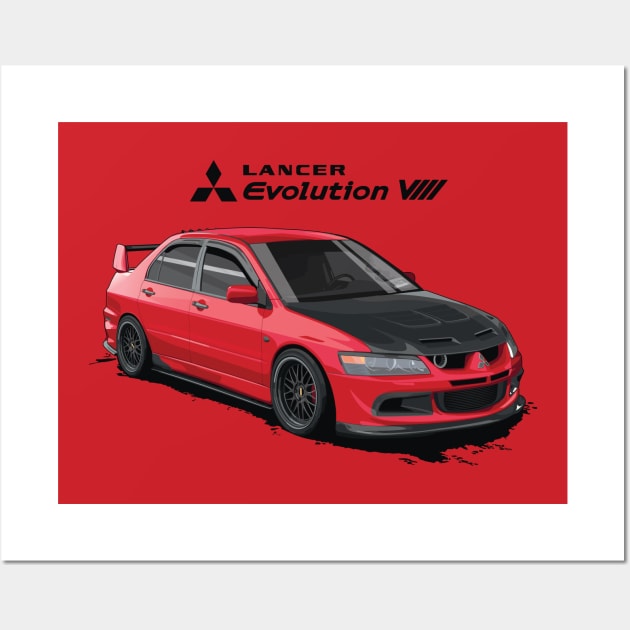 RED BLACK LANCER EVO III Wall Art by Ajie Negara